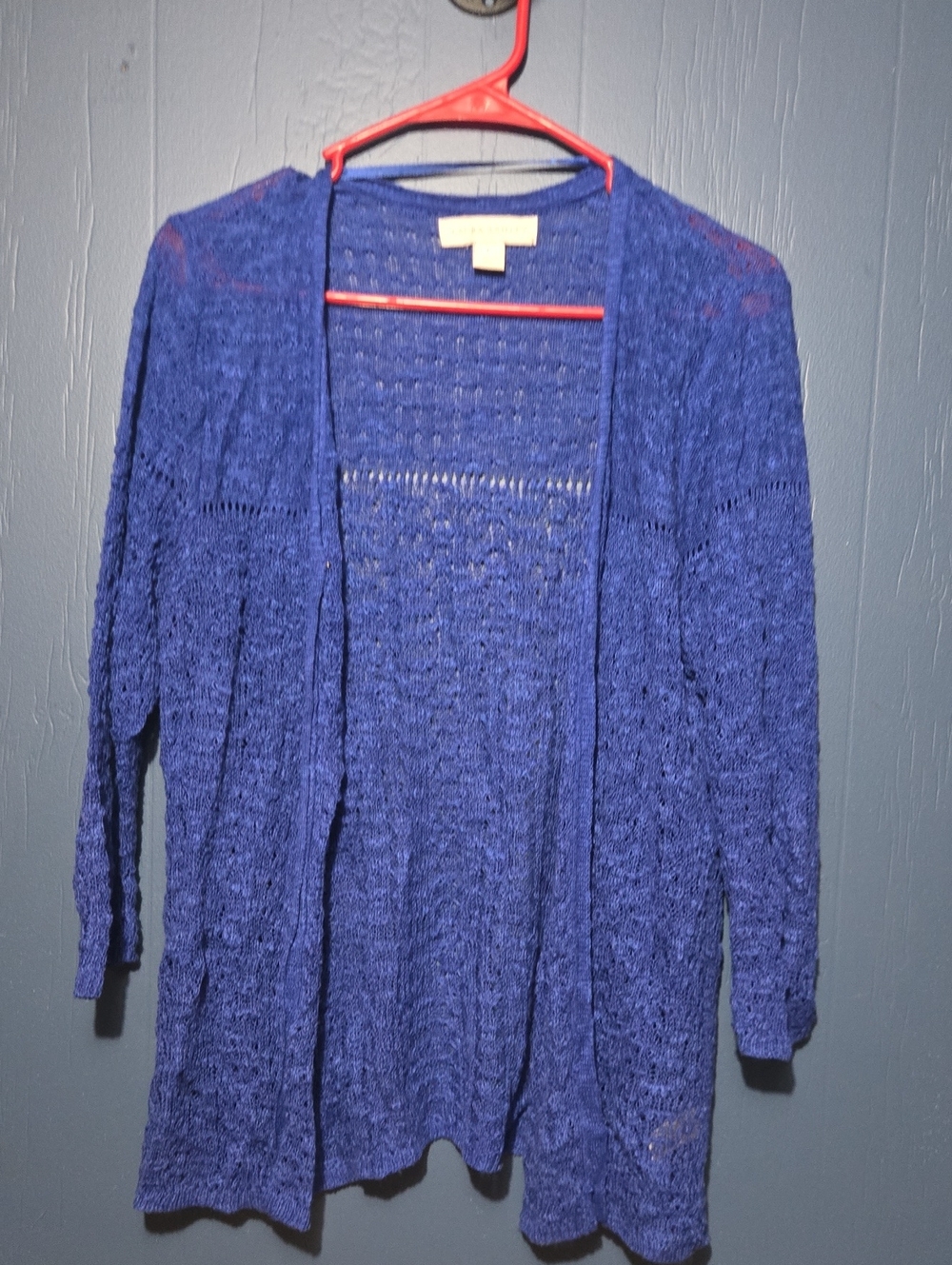 Laura Ashley Open-Front Cobalt Blue Knit Cardigan